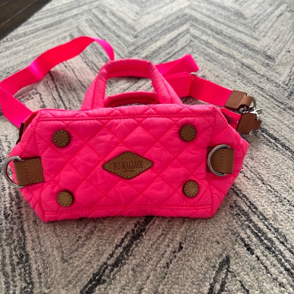 MZ Wallace Neon Pink Micro Sutton Cross Body Shoulder Bag - Picture 2 of 8